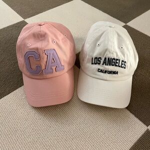Pink and White Baseball Caps Set